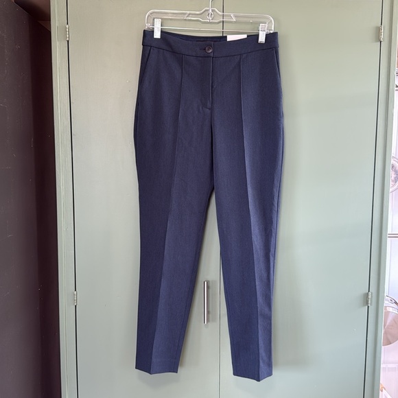 NWT Express High Waist High Rise Straight Ankle Pant Heather Navy Blue Sz 6 - Picture 2 of 7